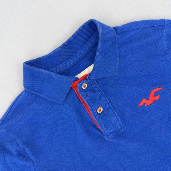 Hollister Tops - Hollister Polo Shirt Women's Medium Blue Logo Short Sleeve Stretch Casual